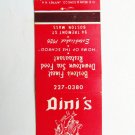 Dini's - Boston, Massachusetts Sea Food Restaurant 20 Strike Matchbook Cover MA Dini's - Boston, Massachusetts Sea Food Restaurant 20 Strike Matchbook Cover MA