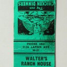 Walter's Ranch House - Port Huron, Michigan Restaurant 20 Strike Matchbook Cover Walter's Ranch House - Port Huron, Michigan Restaurant 20 Strike Matchbook Cover