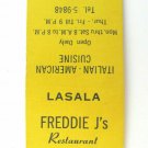 Freddie J's Restaurant - Pompton Lakes, New Jersey 20 Strike Matchbook Cover NJ Freddie J's Restaurant - Pompton Lakes, New Jersey 20 Strike Matchbook Cover NJ