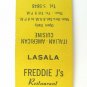 Freddie J's Restaurant - Pompton Lakes, New Jersey 20 Strike Matchbook Cover NJ