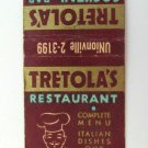 Tretola's Restaurant Cocktail Bar - Union, New Jersey 20 Strike Matchbook Cover Tretola's Restaurant Cocktail Bar - Union, New Jersey 20 Strike Matchbook Cover