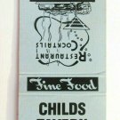 Childs Tavern - Egg Harbor, New Jersey Restaurant 20 Strike Matchbook Cover NJ Childs Tavern - Egg Harbor, New Jersey Restaurant 20 Strike Matchbook Cover NJ