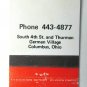 Engine House No 5 Columbus, Ohio German Village Restaurant Matchbook Cover 20RS