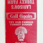 Larison's Turkey Farm Inn - Chester, New Jersey Restaurant 20FS Matchbook Cover