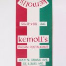 Kemoll's Italian Restaurant - St. Louis, Missouri 20 Strike Matchbook Cover MO