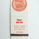 Casa del Sol - Salt Lake City, Utah Restaurant 20 Strike Matchbook Cover UT Casa del Sol - Salt Lake City, Utah Restaurant 20 Strike Matchbook Cover UT