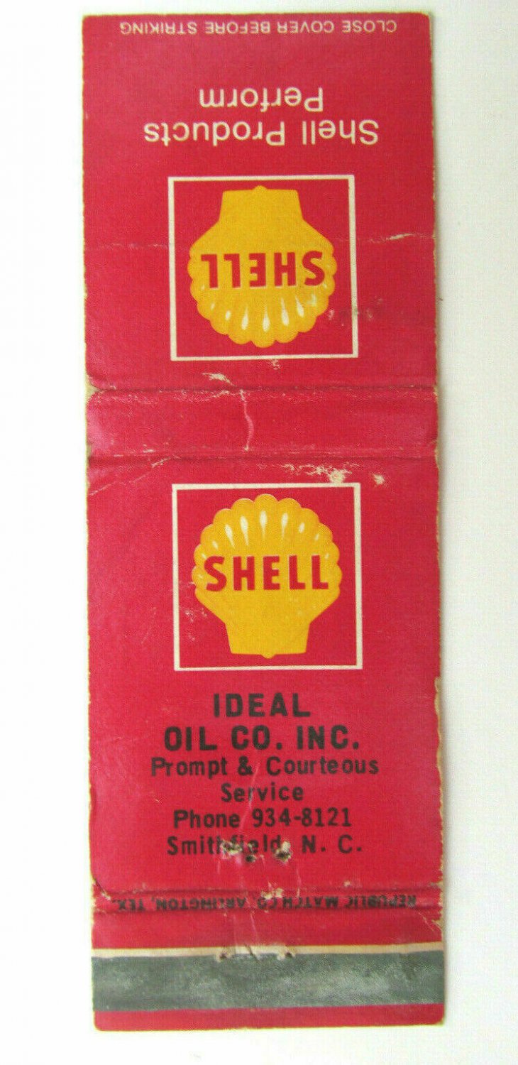 Ideal Oil Co. - Smithfield, North Carolina Shell Service Station Matchbook Cover
