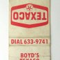 Boyd's Texaco Servicenter - Salisbury, North Carolina Matchbook Cover Matchcover