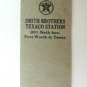 Smith Bros. Service Station - Fort Worth, Texas Matchbook Cover Texaco Patriotic