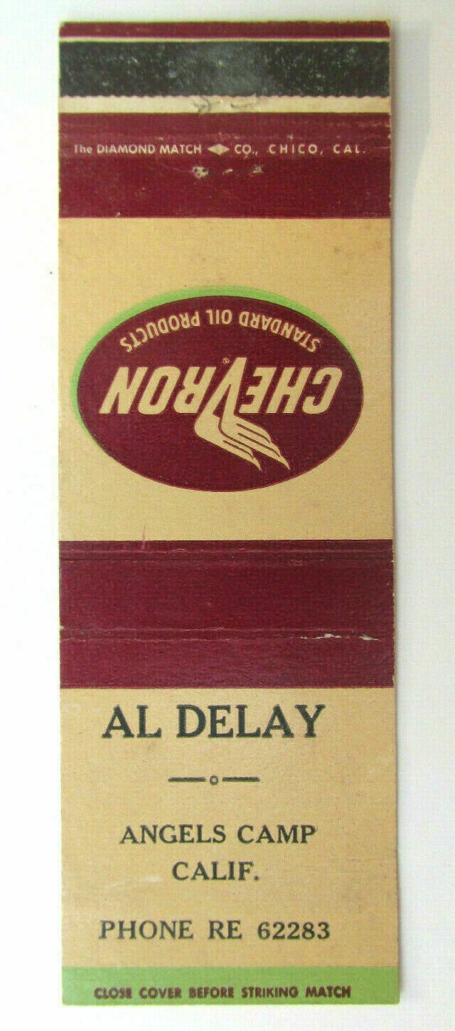 Al Delay - Angels Camp, California Chevron Stand Service Station Matchbook Cover