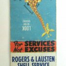 Rogers & Lausten Shell Service - Williams, California Station Matchbook Cover CA