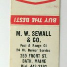 M.W. Sewall & Co. Fuel Chief Heating Oil  Bath, Maine 20 Strike Matchbook Cover