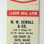 M.W. Sewall & Co. Fuel Chief Heating Oil Bath, Maine 20 Strike Matchbook Cover