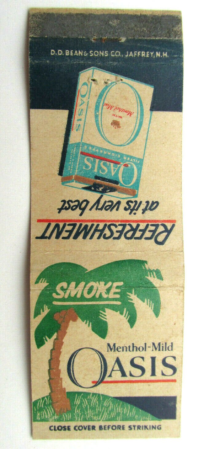 Oasis Mentol Mild Cigarette - Tobacco Advertisement 20 Strike Matchbook Cover