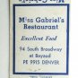 Miss Gabriel's Restaurant - Denver, Colorado 20 Strike Matchbook Cover CO Match