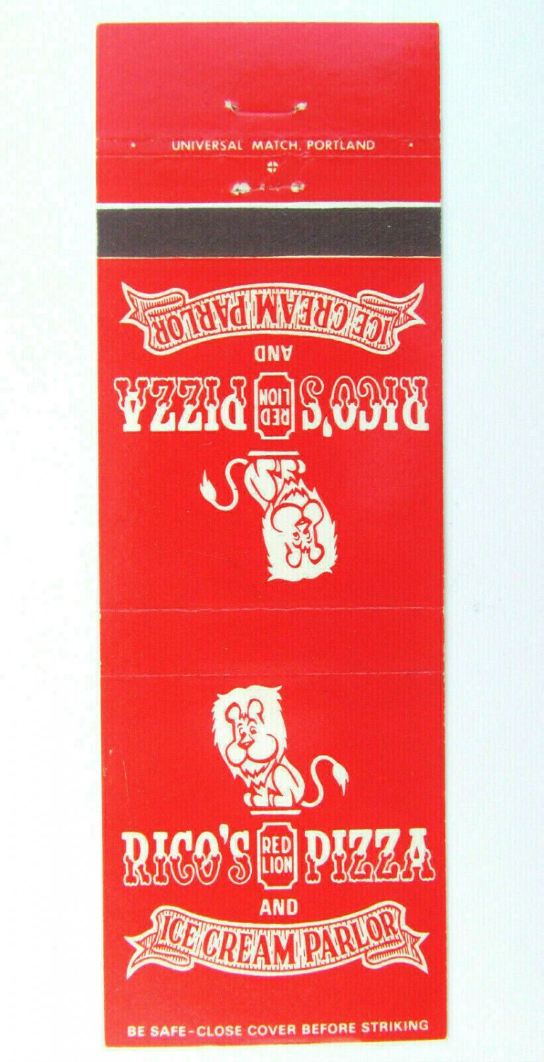 Matchbook Cover - Pizza Place - Red Lion Pizza Riviera Plaza