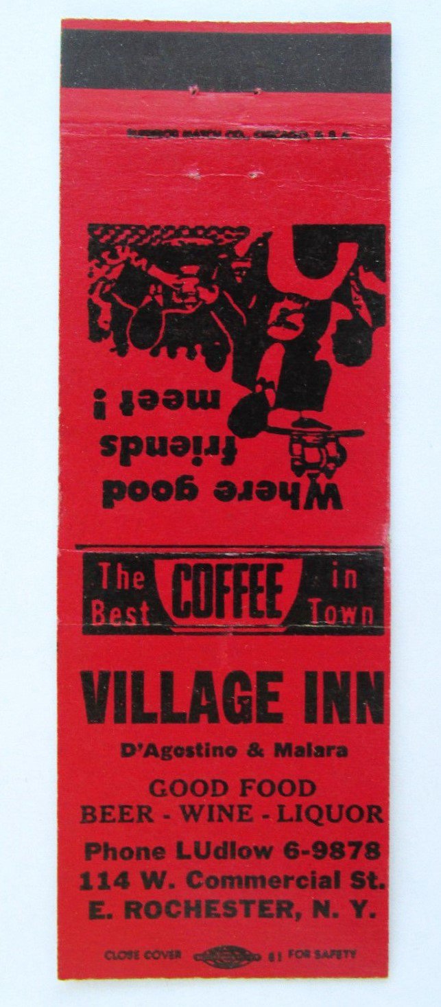 Village Inn - E. Rochester, NY New York Restaurant 20 Strike Matchbook Cover