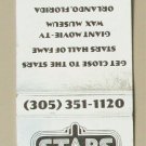 Stars Hall of Fame - Orlando, Florida 20 Strike Matchbook Cover Wax Museum Movie