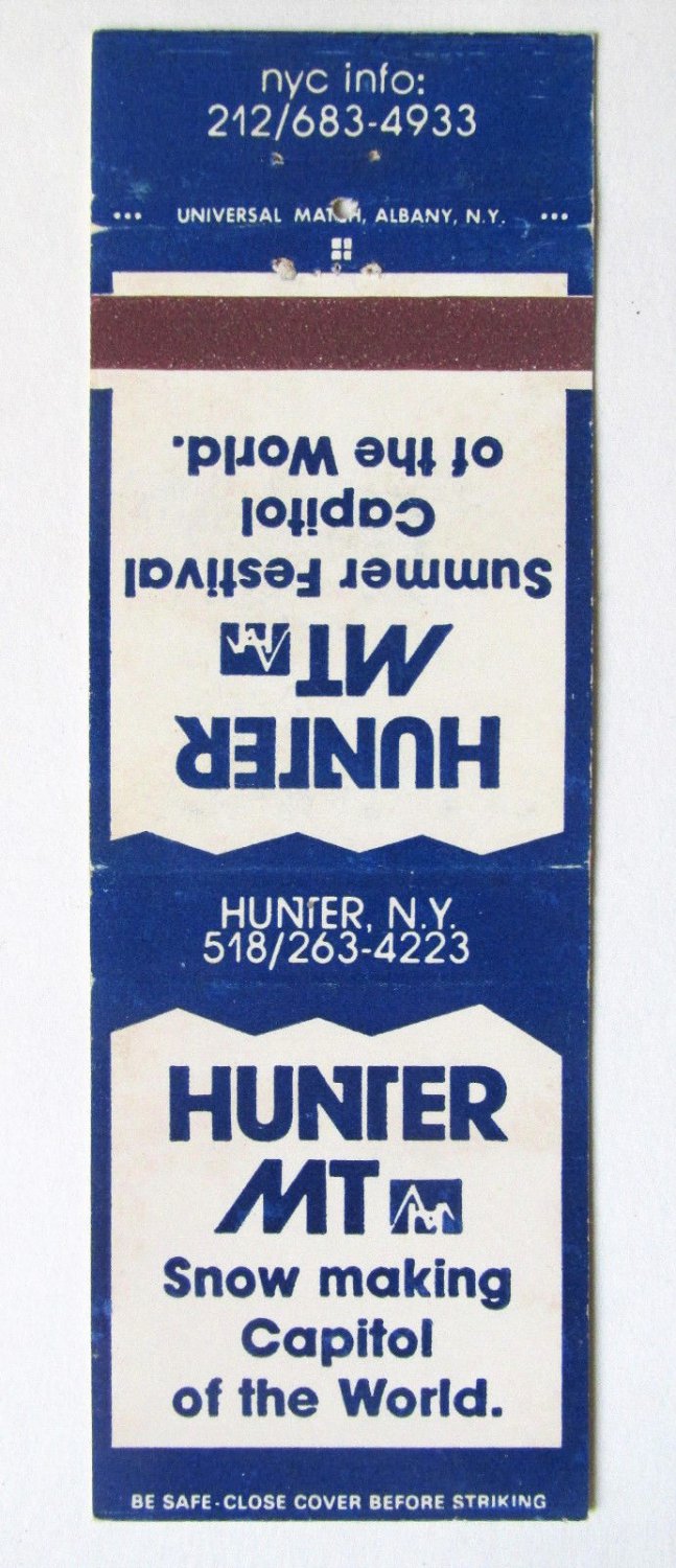 Hunter Mt - Hunter, NY - New York Ski 20 Strike Matchbook Cover Summer Festival
