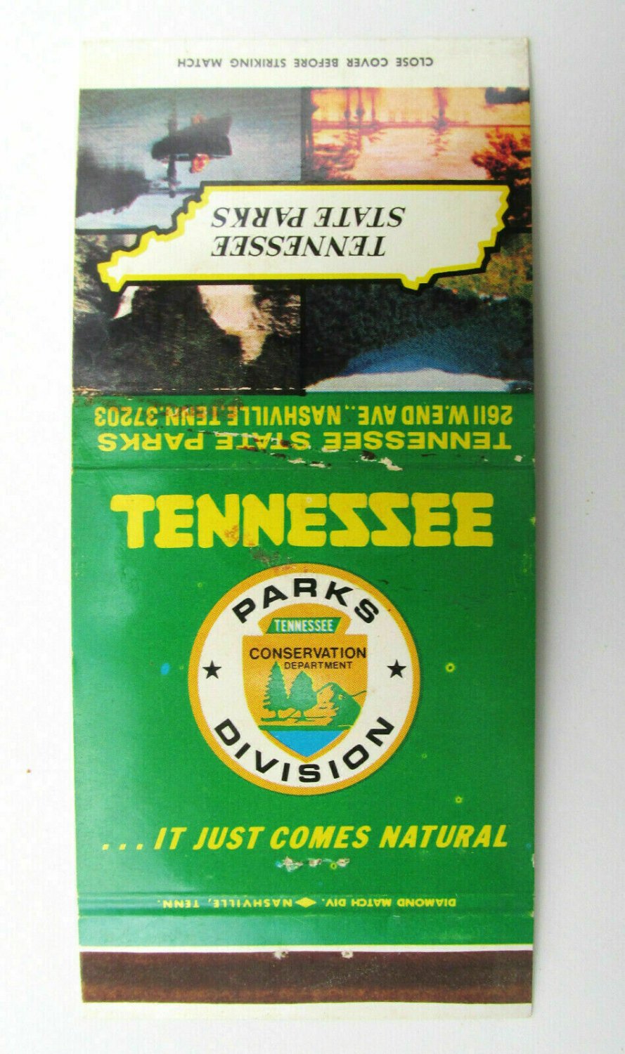 Tennessee State Parks Conservation Dept. Nashville, TN 30 Strike Matchbook Cover