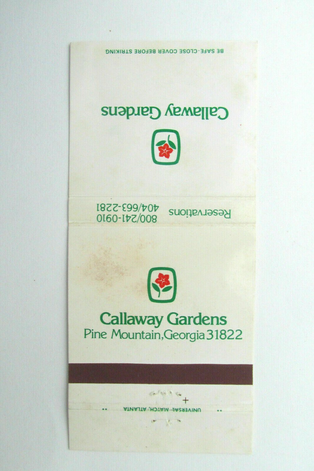 Callaway Gardens - Pine Mountain, Georgia 30RS Matchbook Cover Vacation Resort