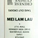 Mei Lam Lau - Waterville, Maine Chinese Restaurant 20 Strike Matchbook Cover Mei Lam Lau - Waterville, Maine Chinese Restaurant 20 Strike Matchbook Cover
