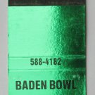 Baden Bowl - New Baden, Illinois 30 Strike Bowling Sports Matchbook Cover Green Baden Bowl - New Baden, Illinois 30 Strike Bowling Sports Matchbook Cover Green