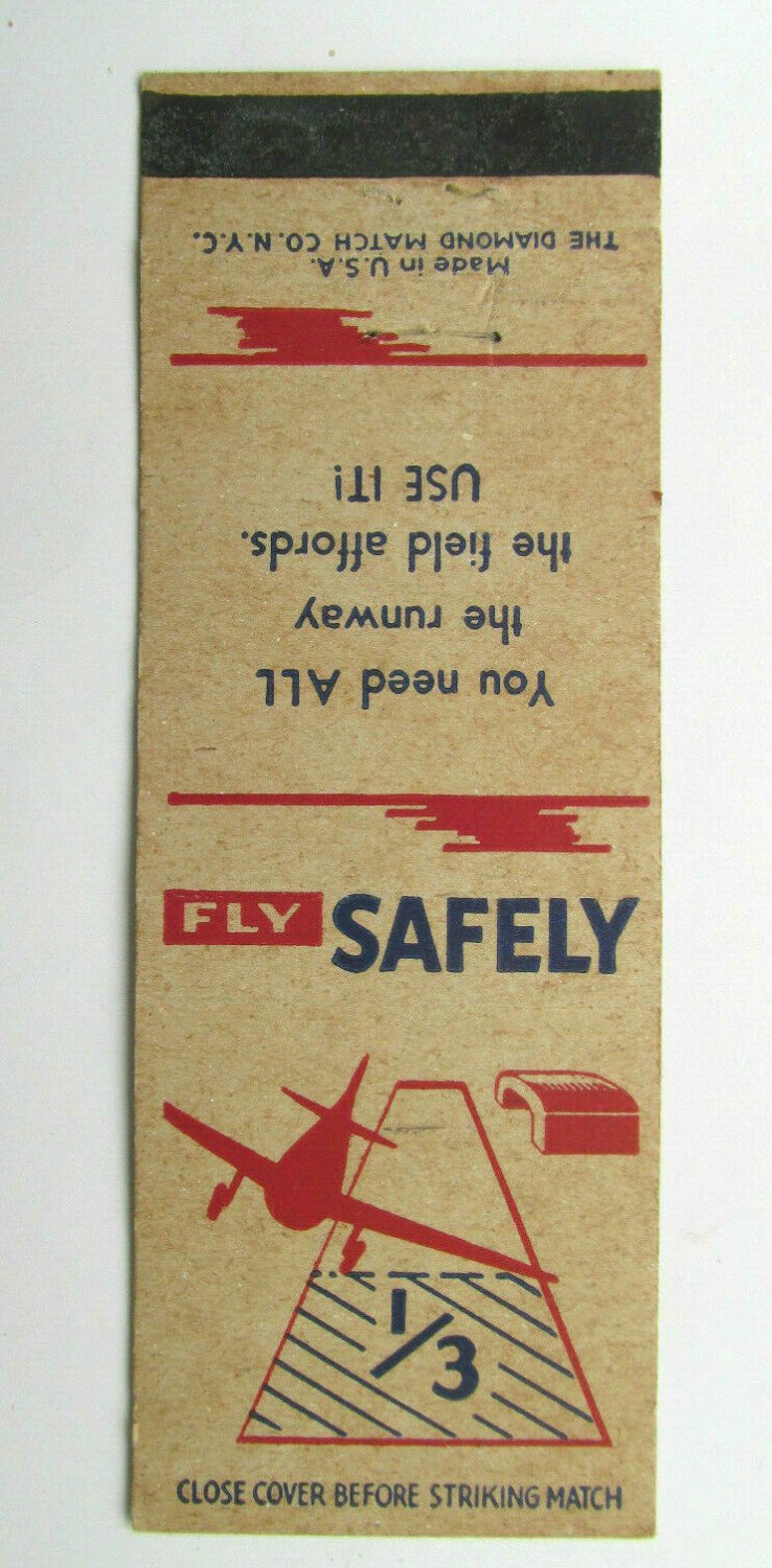 Fly Safely All the Runway the Field Affords - 20 Strike Aviation Matchbook Cover
