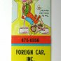 Foreign Car, Inc. - Colorado Springs, Colorado Dealer 20 Strike Matchbook Cover