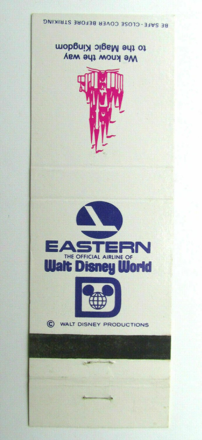 Eastern - The Official Airline of Walt Disney World 20 Strike Matchbook Cover FL