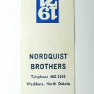 Nordquist Brothers - Washburn, North Dakota 1974 Ford Car Dealer Matchbook Cover