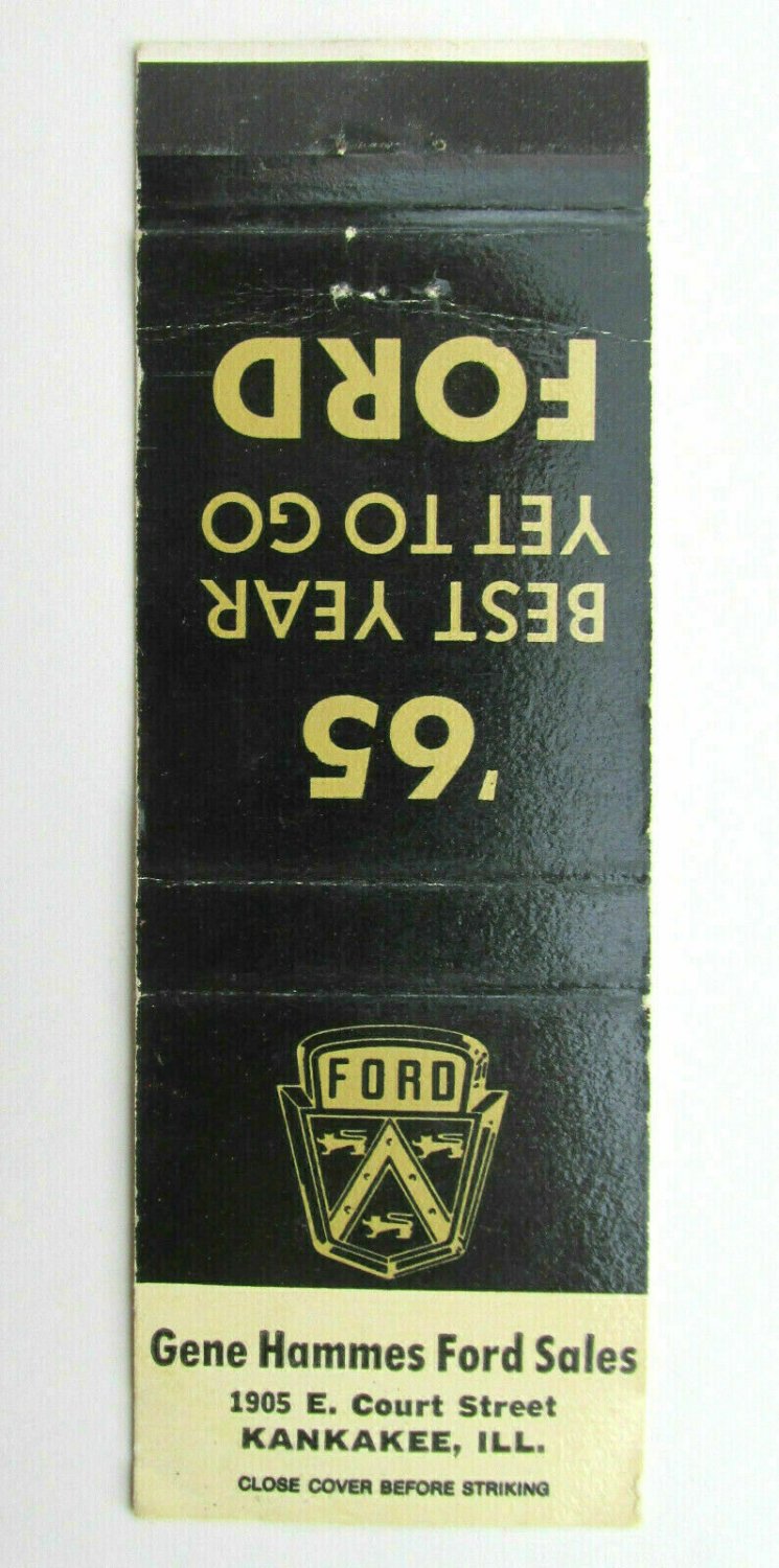 Gene Hammes Ford Sales - Kankakee, Illinois Car Dealer 20 Strike Matchbook Cover