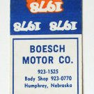 Boesch Motor Co. - Humphrey, Nebraska 1978 Ford Sales 20 Strike Matchbook Cover