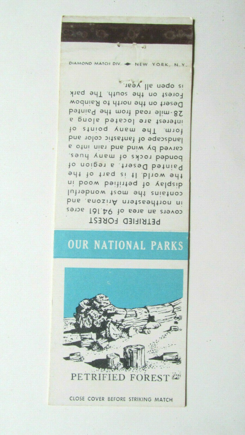Our National Parks - Petrified Forest Arizona 20 Strike Matchbook Cover AZ