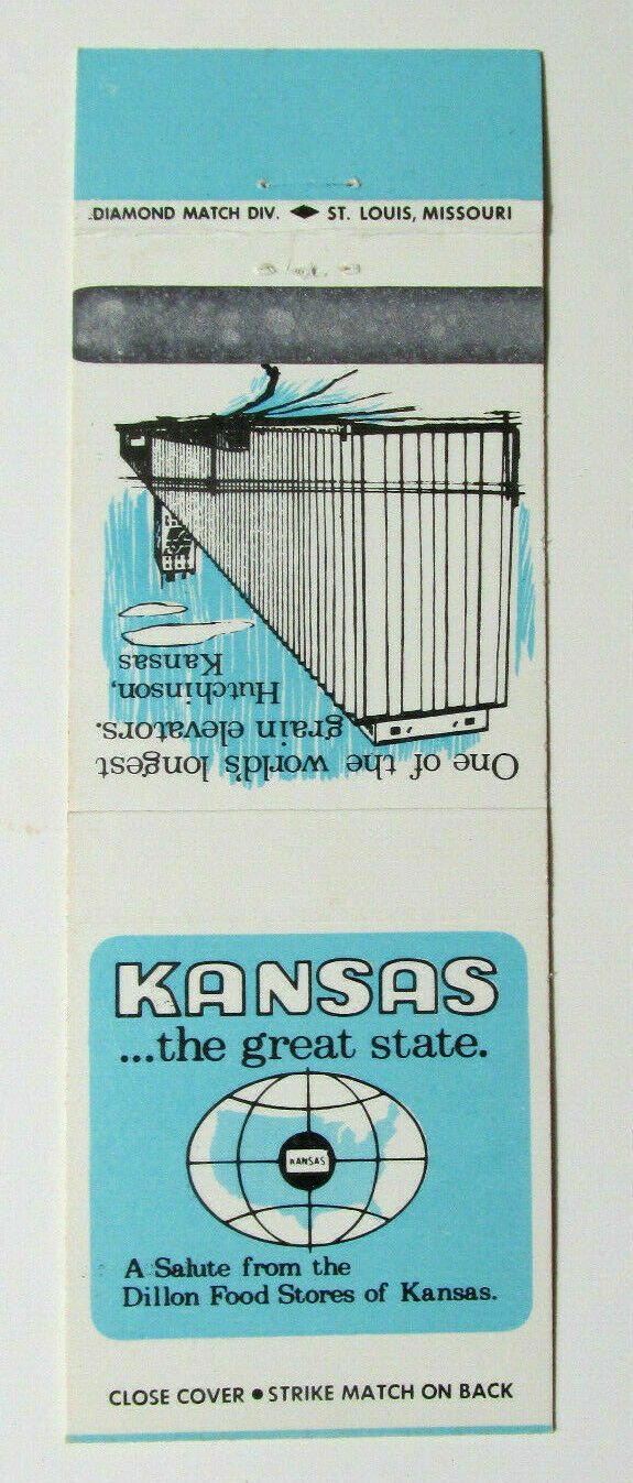 Kansas - Wheat Grain Elevator Dillon Food Stores 20 Strike Matchbook Cover