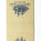 New York City India House 20 Strike Matchbook Cover NY Matchcover Sailing Ship