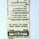 Infernal Revenue Department - 20 Strike 1957 Tip 'n Twinkle Matchbook Cover