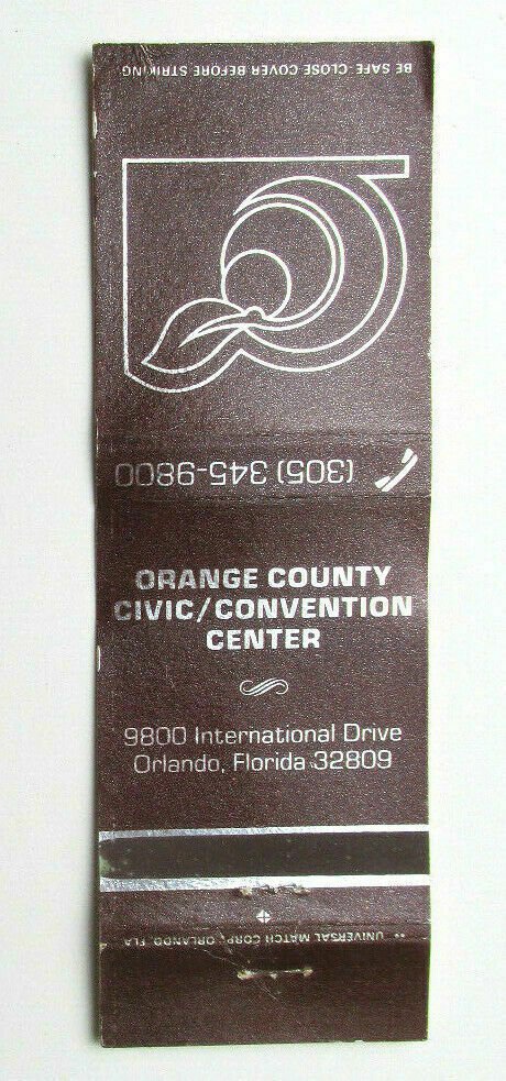 Orange County Civic/Convention Center Orlando, Florida 20 Strike Matchbook Cover