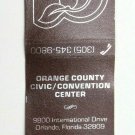 Orange County Civic/Convention Center Orlando, Florida 20 Strike Matchbook Cover