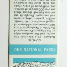 Our National Parks - Olympic Washington 20 Strike Matchbook Cover WA Matchcover