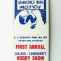 1955 First Annual Hobby Show Sterling College Kansas 20 Strike Matchbook Cover