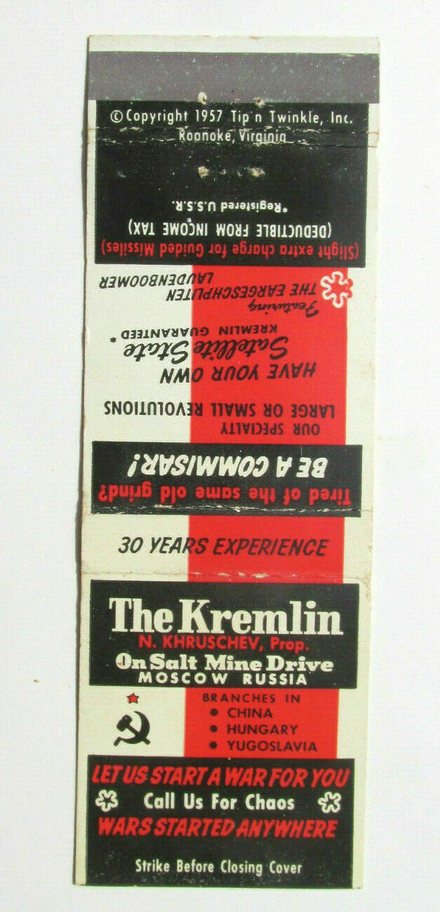 The Kremlin - 1957 Tip'n Twinkle 20 Strike Matchbook Cover Matchcover
