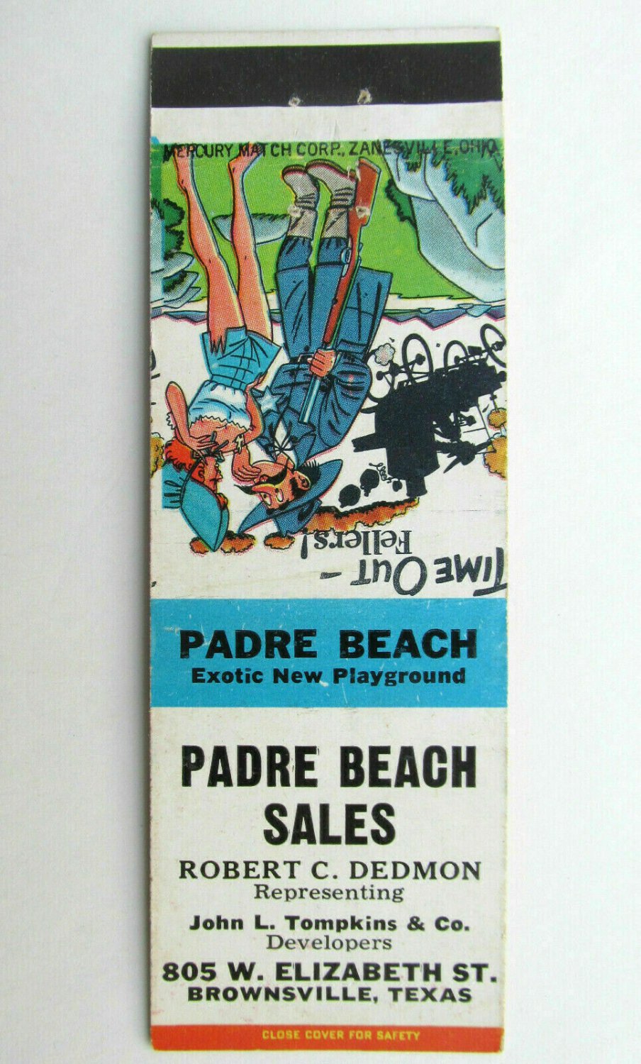 Padre Beach Sales Robert Dedmon - Brownsville, Texas 20 Strike Matchbook Cover