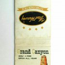 Grand Canyon South Rim  Fred Harvey Hotels Restaurants 20 Strike Matchbook Cover