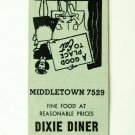 Dixie Diner - Middletown, New York Restaurant 20 Strike Matchbook Cover NY