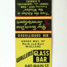 Wallens Glass Bar - Buffalo, New York Restaurant 20 Strike Matchbook Cover NY