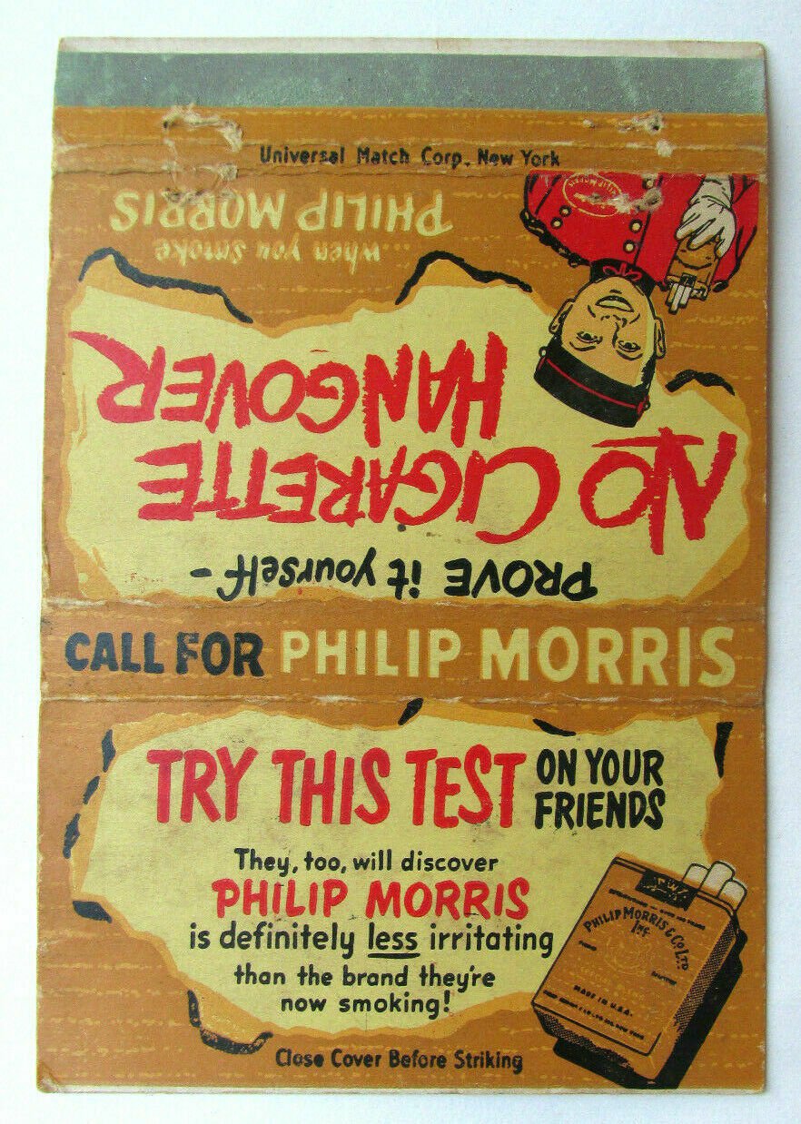 Philip Morris Cigarettes Advertisement 40 Strike Matchbook Cover Royal Flash