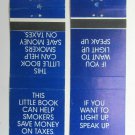 Lot of 2 Smokers Rights and Tax Campaign 20 Strike Matchbook Covers Matchcover