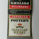 Potter's Canadian Whisky - Portland, Oregon 20 Strike Matchbook Cover Scotch