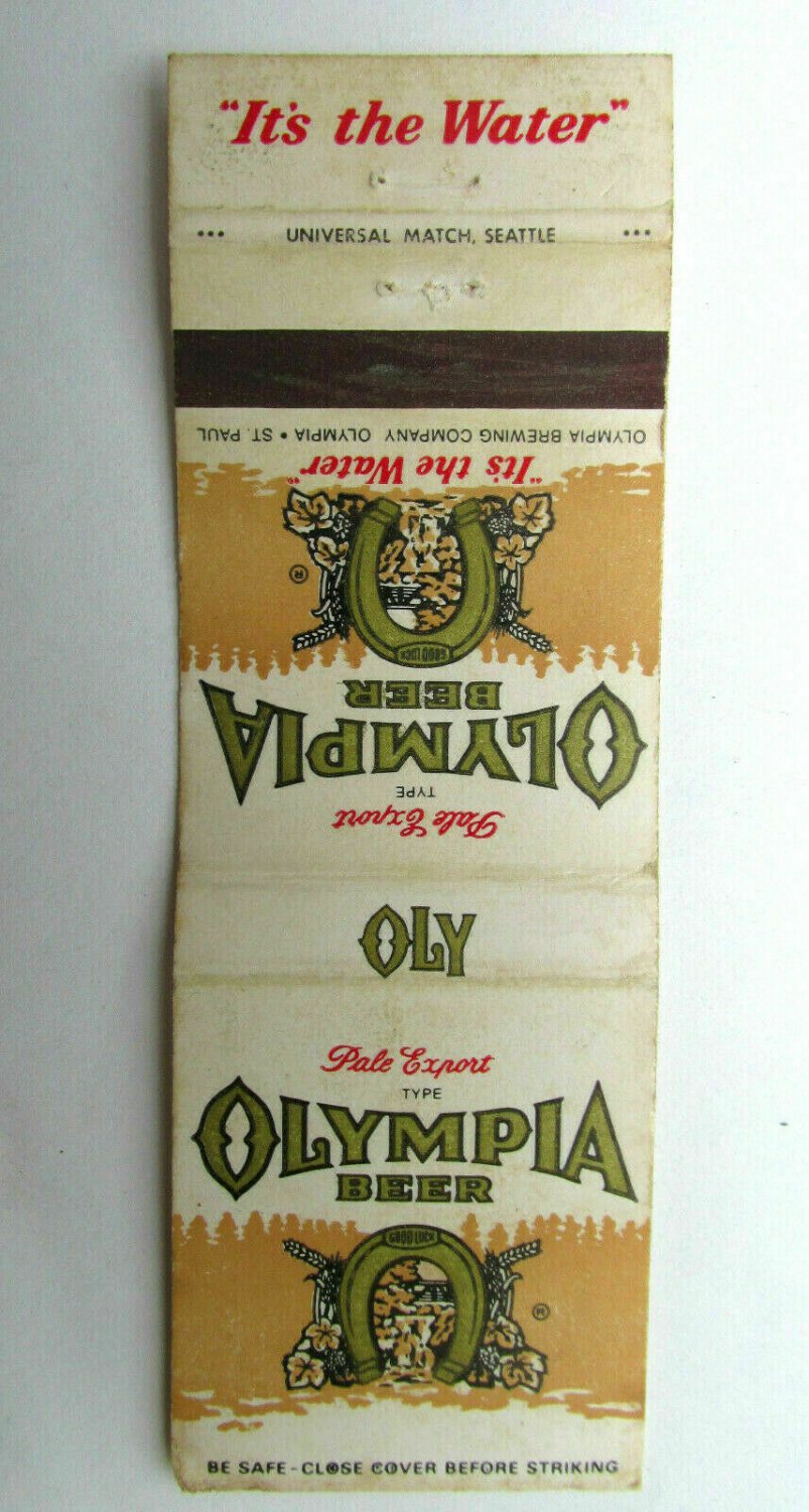 Olympia Beer Pale Export Type Olympia Brewing Company 20 Strike Matchbook Cover